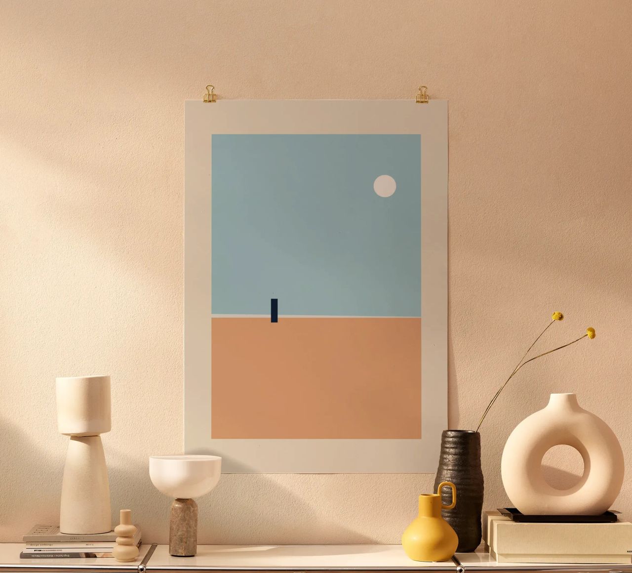 Solitaire Beach poster with wooden frame by OkleoStudio