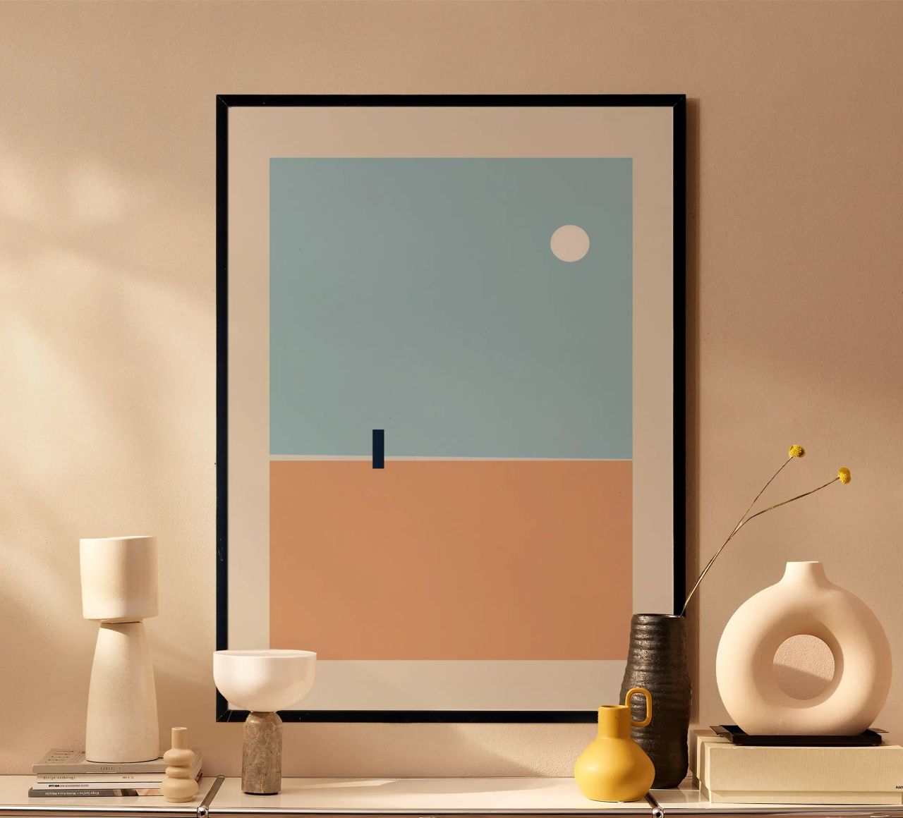 Solitaire Beach poster with wooden frame by OkleoStudio