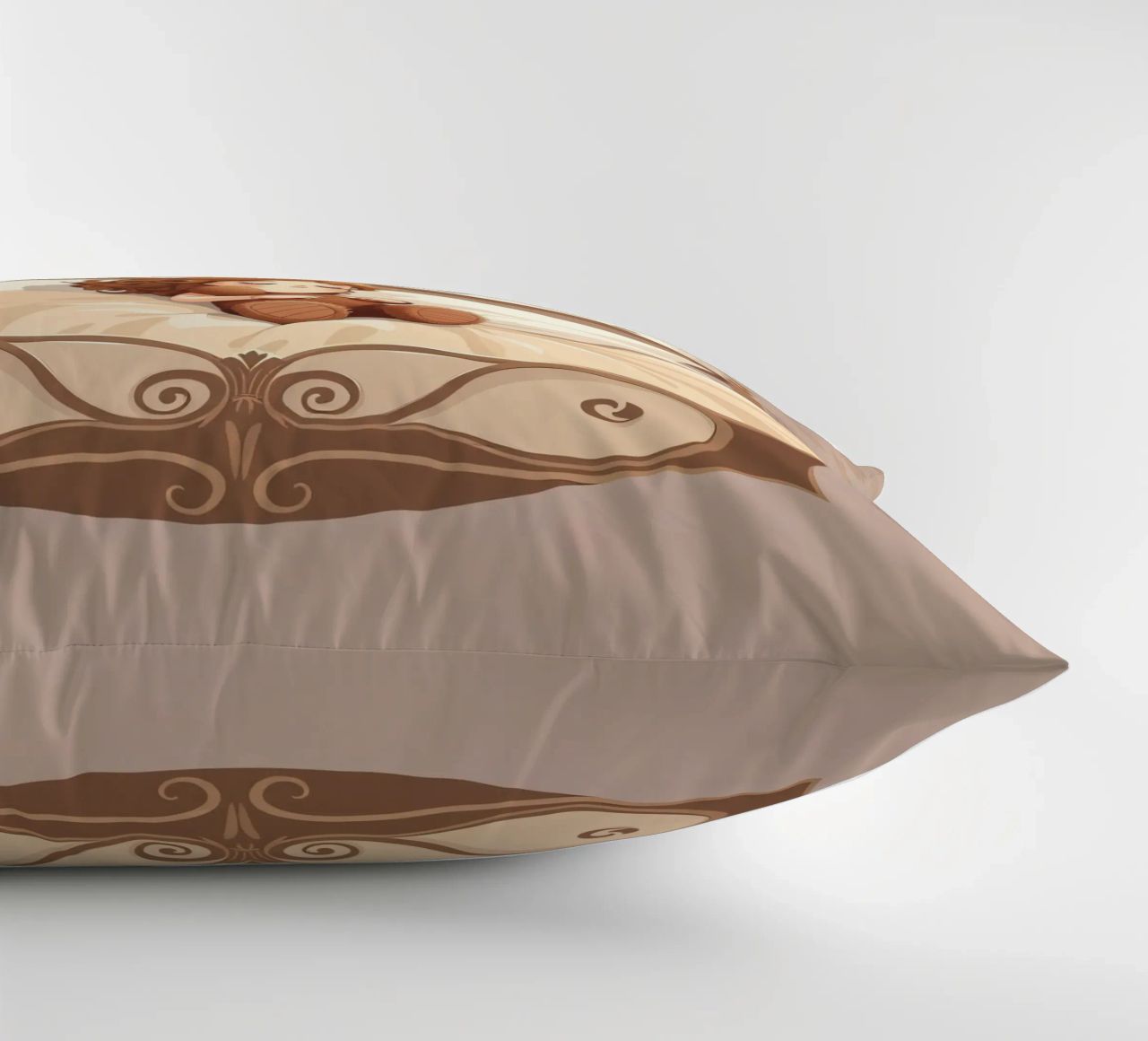 Une jeune fille dort paisiblement dans une chambre douillette. coussin de DesignDoodle