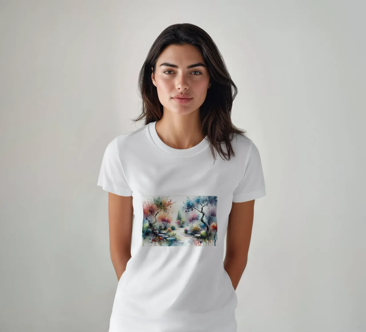 Scena onirica di sentiero in giardino t-shirt da Chromatic Fusion Studio