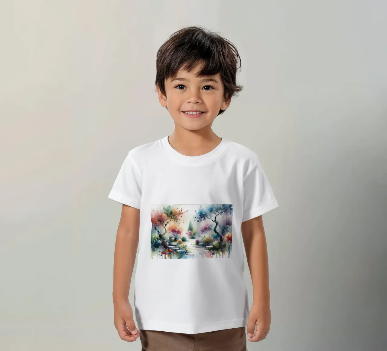 Scena onirica di sentiero in giardino t-shirt bambini da Chromatic Fusion Studio