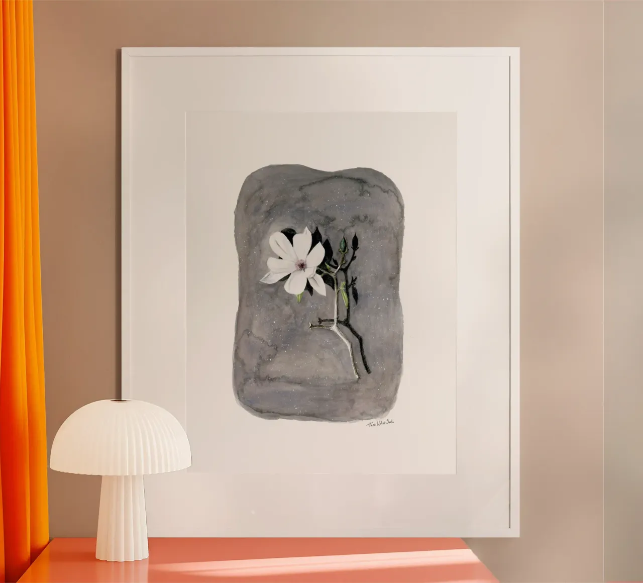 Fiore di magnolia bianco Illustrazione realistica ad acquerello poster con telaio in alluminio da This Wild Soul - Illustration