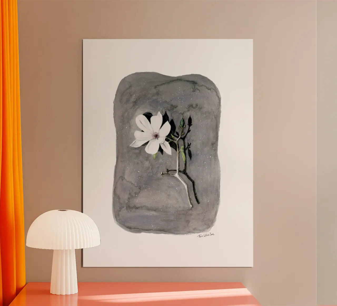 Fiore di magnolia bianco Illustrazione realistica ad acquerello poster con telaio in alluminio da This Wild Soul - Illustration