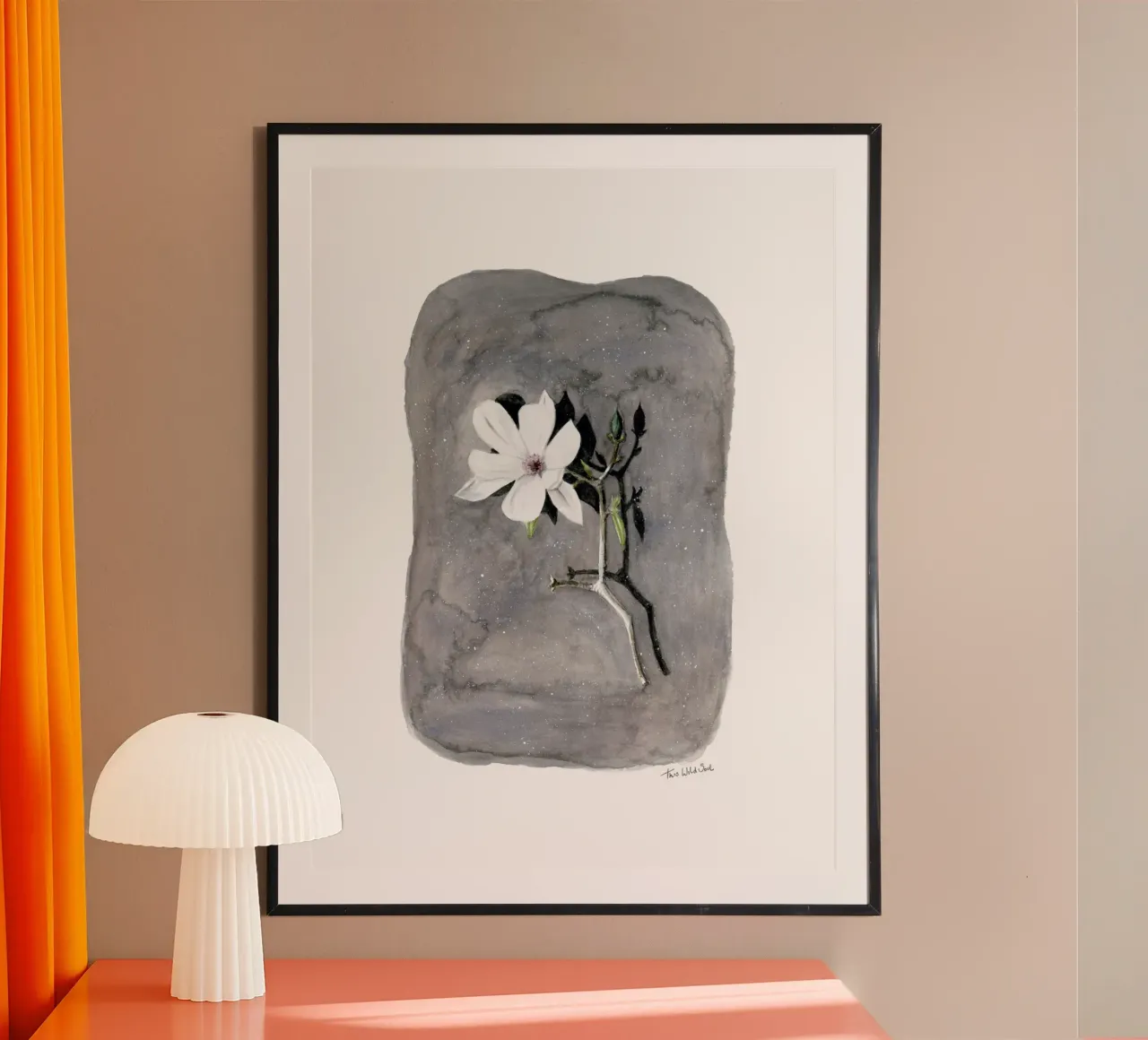 Fiore di magnolia bianco Illustrazione realistica ad acquerello poster con telaio in alluminio da This Wild Soul - Illustration