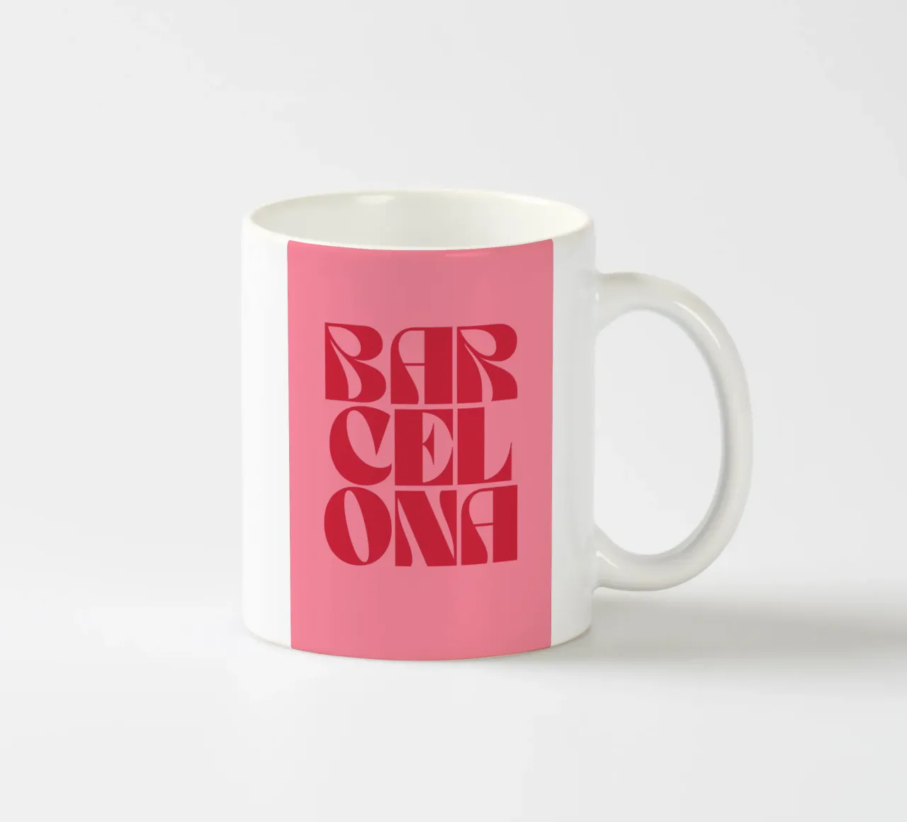 Barcellona Viaggio Tipografia rosa e rossa tazza in ceramica da pdigitalprints