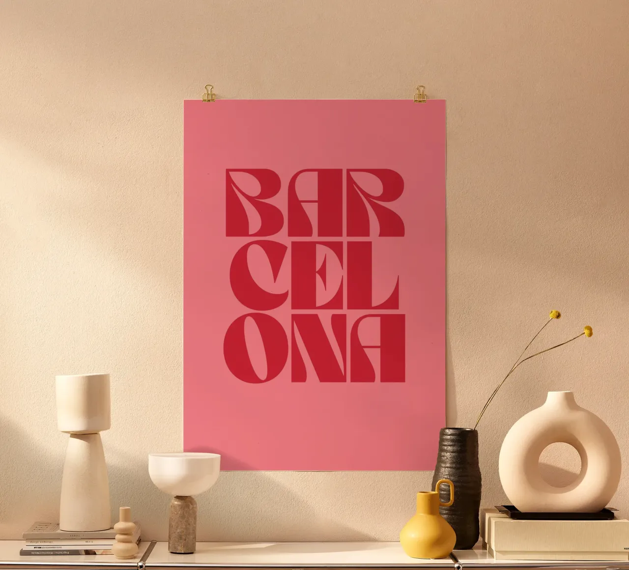 Barcellona Viaggio Tipografia rosa e rossa carta hahnemühle da pdigitalprints