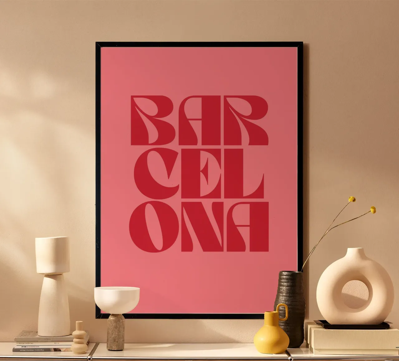 Barcellona Viaggio Tipografia rosa e rossa carta hahnemühle da pdigitalprints