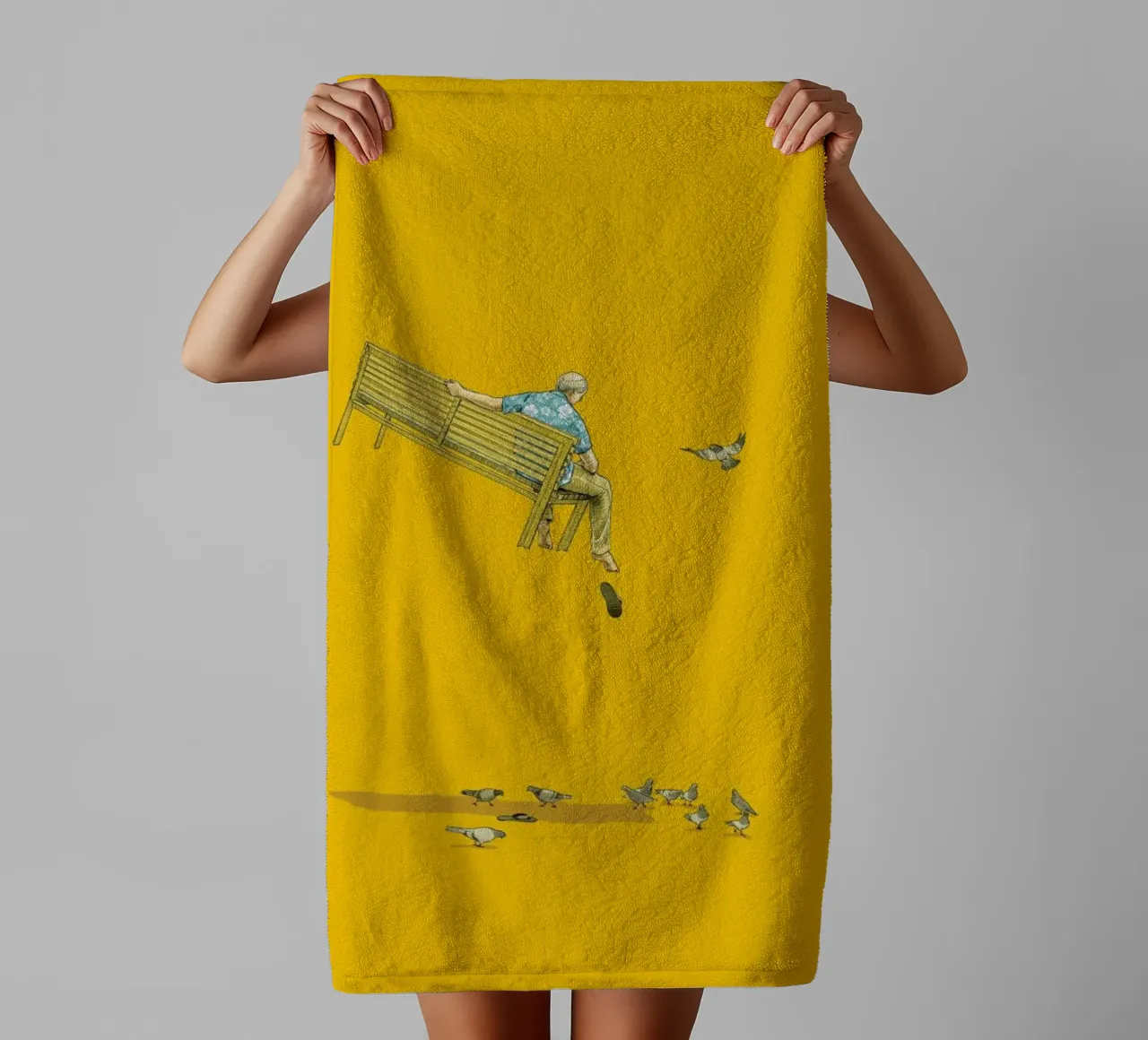 Float With the Pigeons towel by Jason Ratliff
