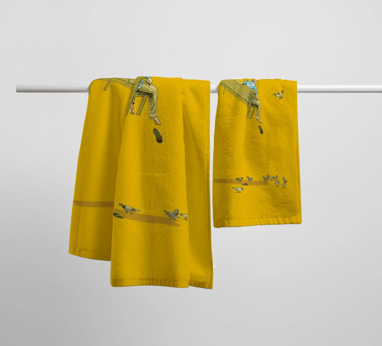 Float With the Pigeons towel by Jason Ratliff