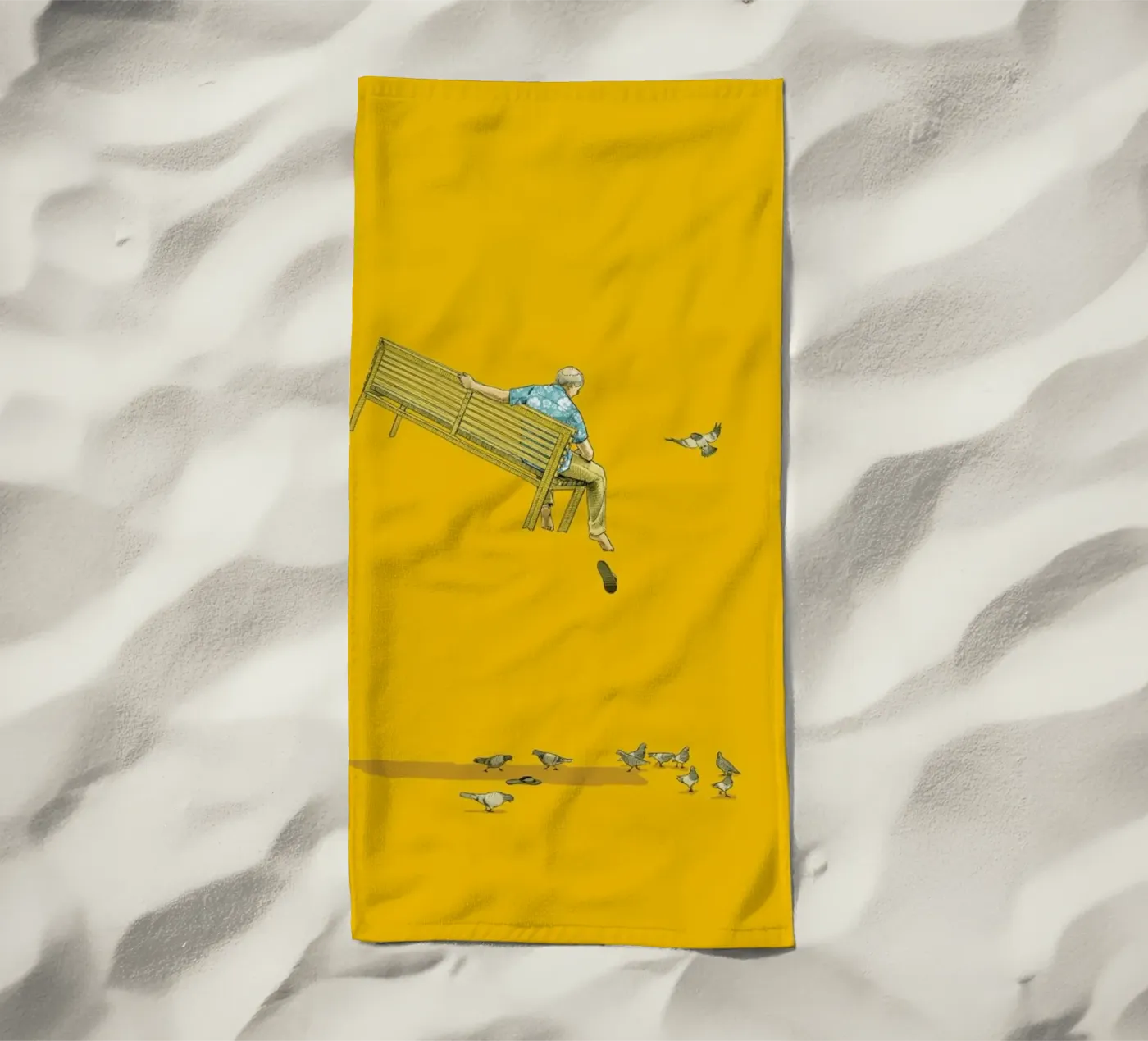 Float With the Pigeons beach towel by Jason Ratliff