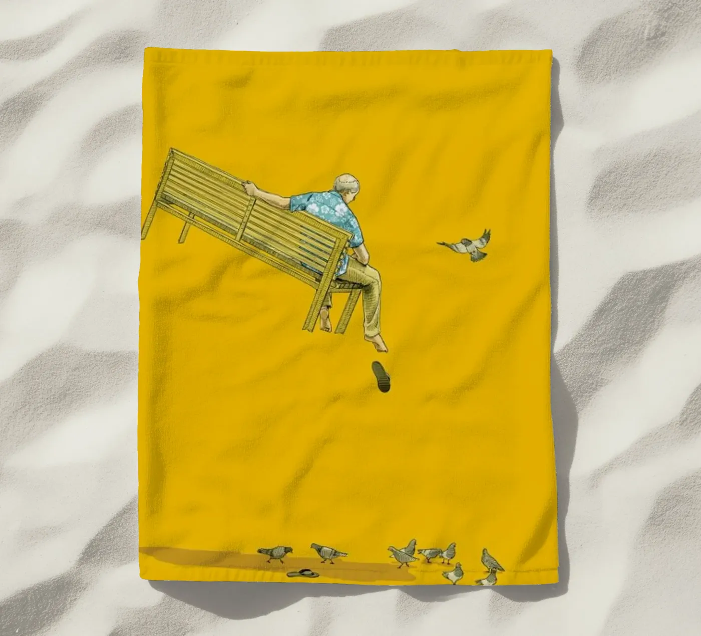 Float With the Pigeons beach towel by Jason Ratliff