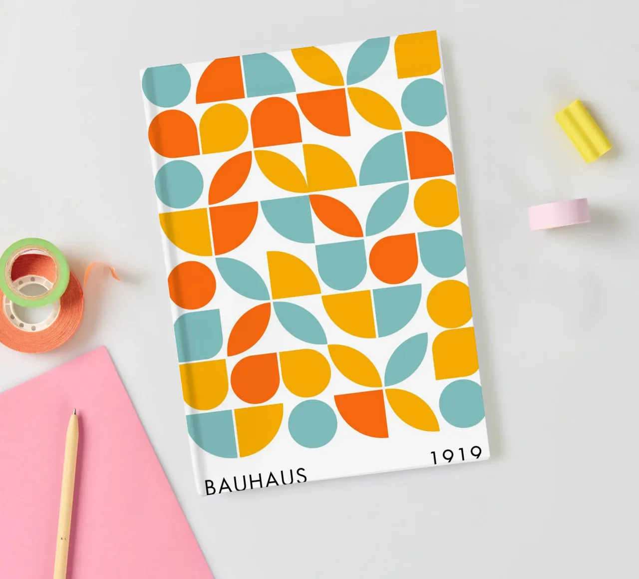 Bauhaus Geometric shape art, Preppy bold colours notebook by pdigitalprints