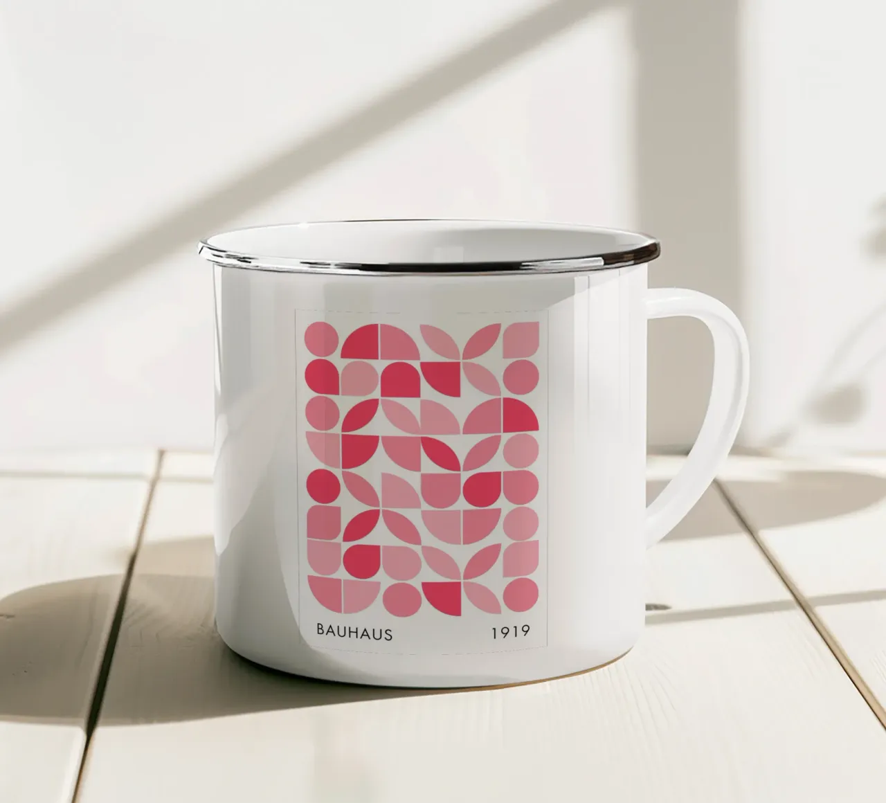Bauhaus Rosa e Rosso Forma geometrica tazza in smalto da pdigitalprints