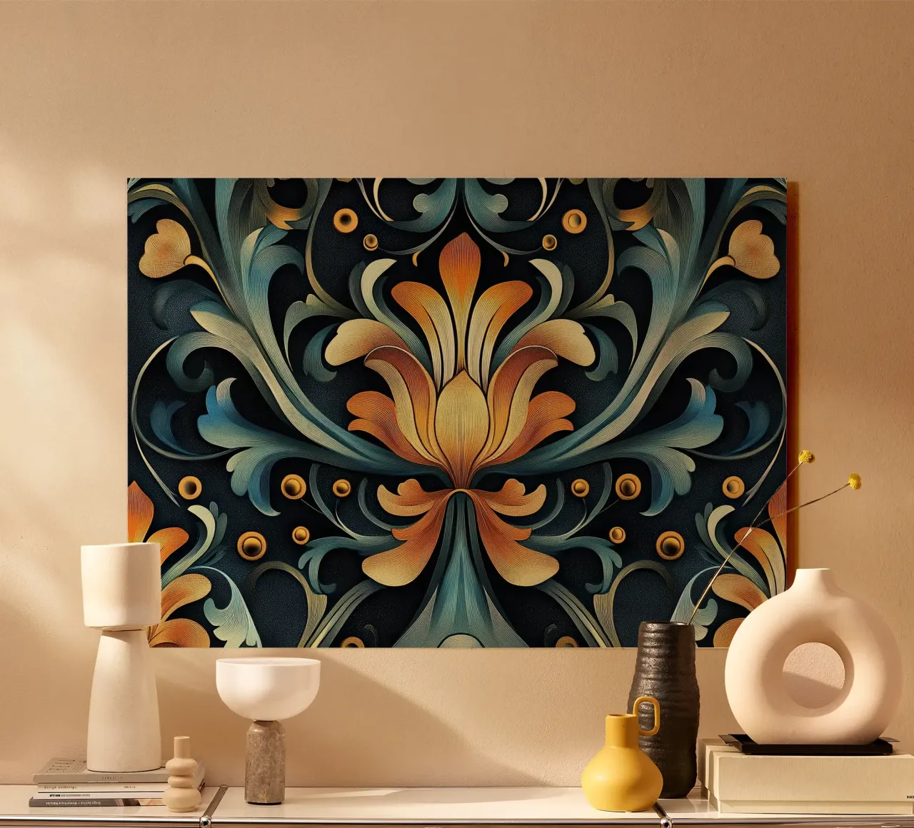 Jugenstil "Geschwungene Perfektion enthüllt" Alu-Dibond von Artful Bloom