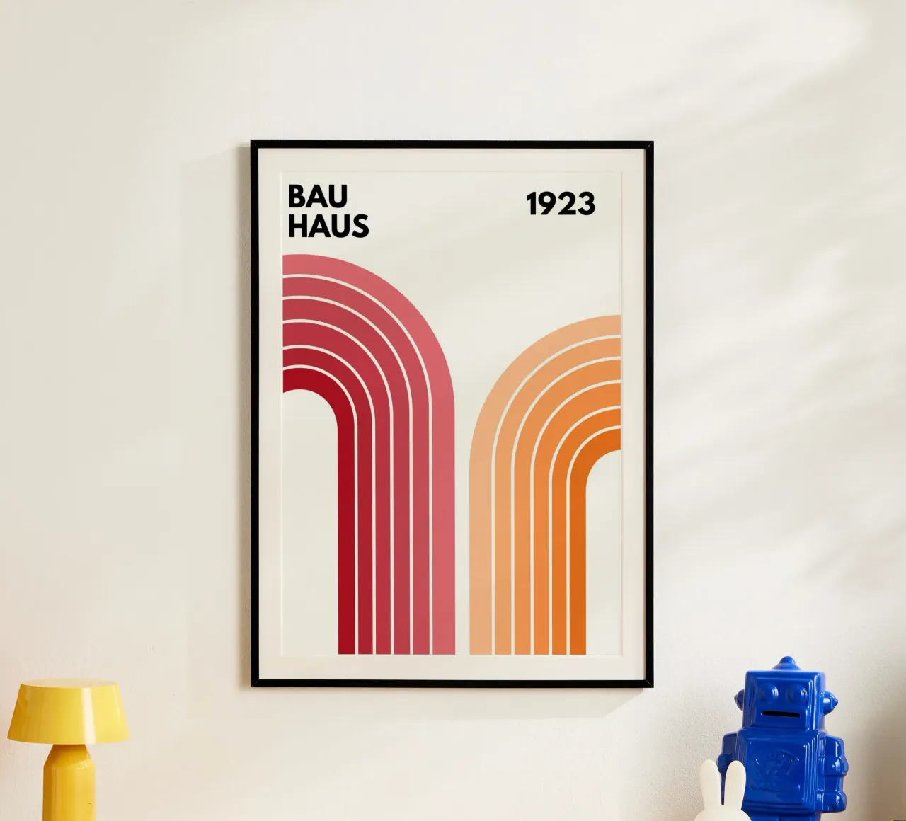 Bauhaus geometrico rosso e arancione poster da pdigitalprints