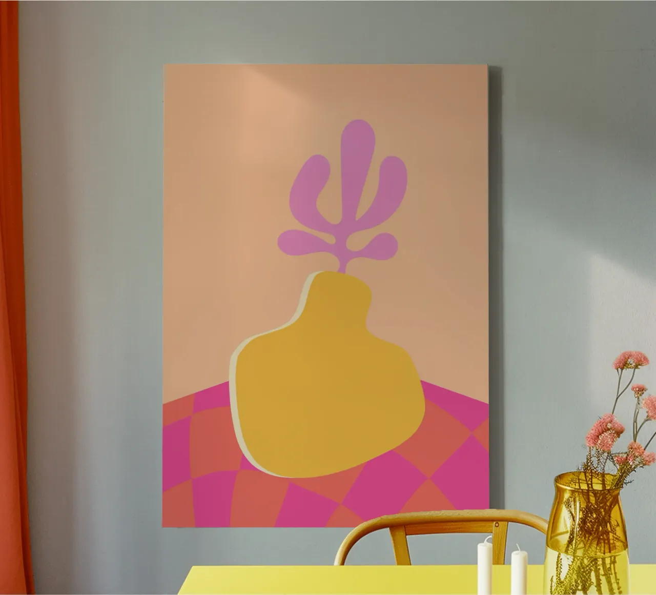 Kleurrijke abstracte kunst, preppy dopamine canvas met Baklijst van pdigitalprints