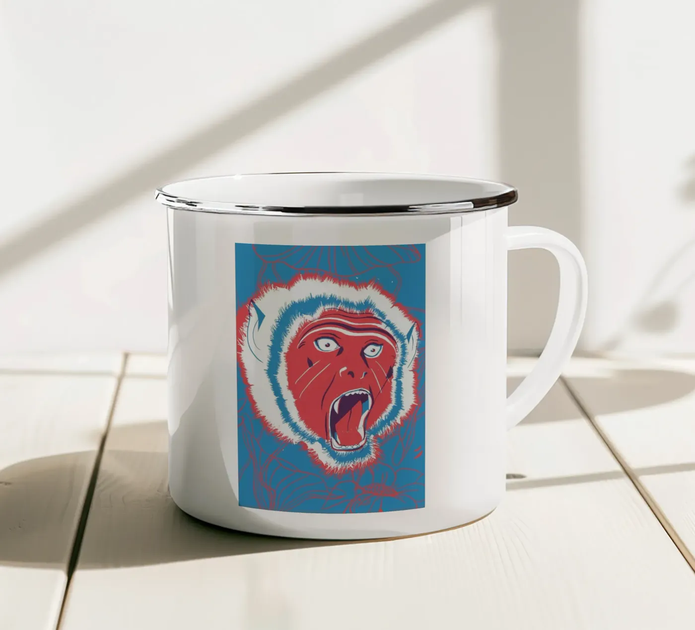 Monkey emaille mok van Pietari Posti