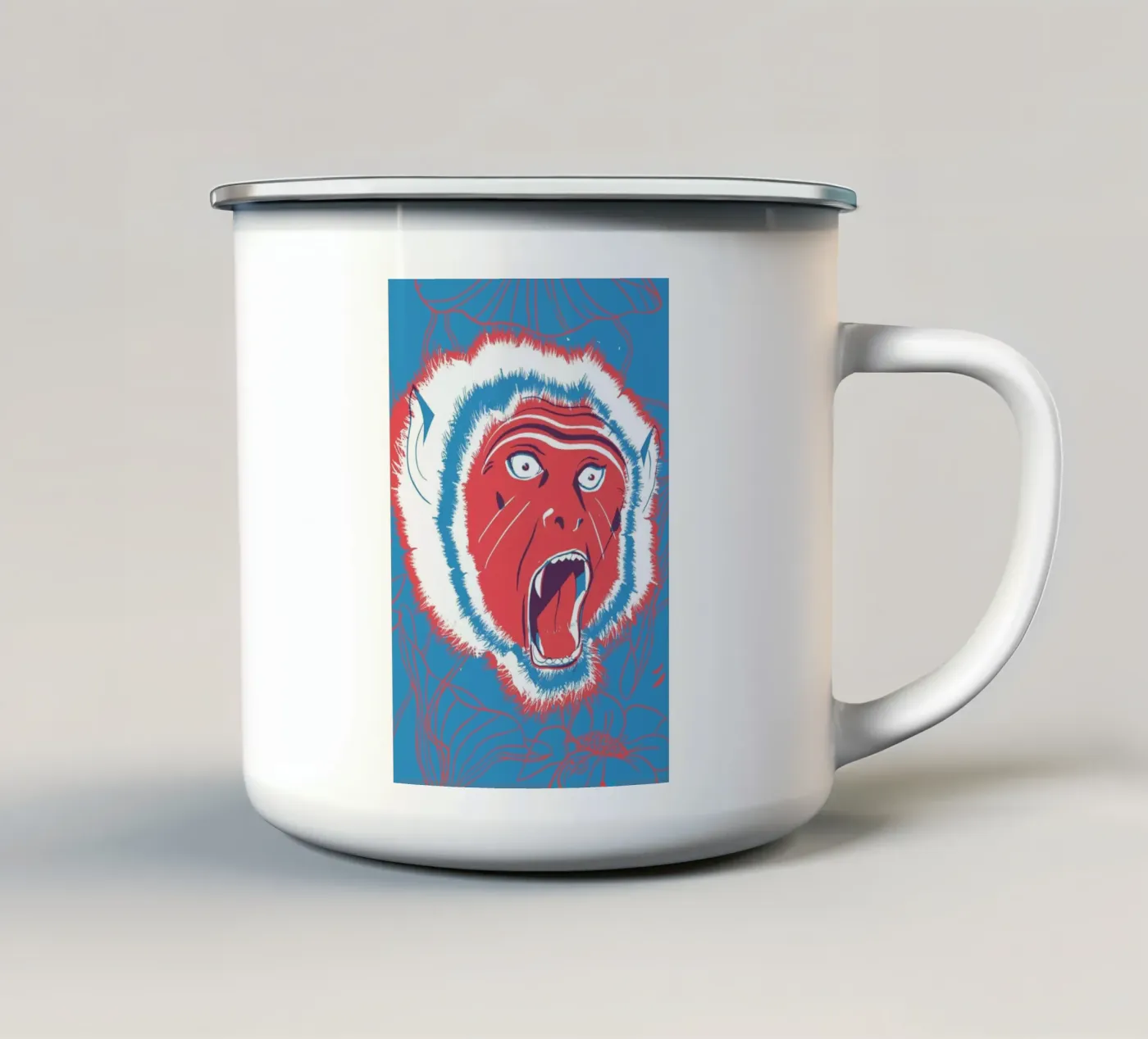 Monkey enamel mug by Pietari Posti