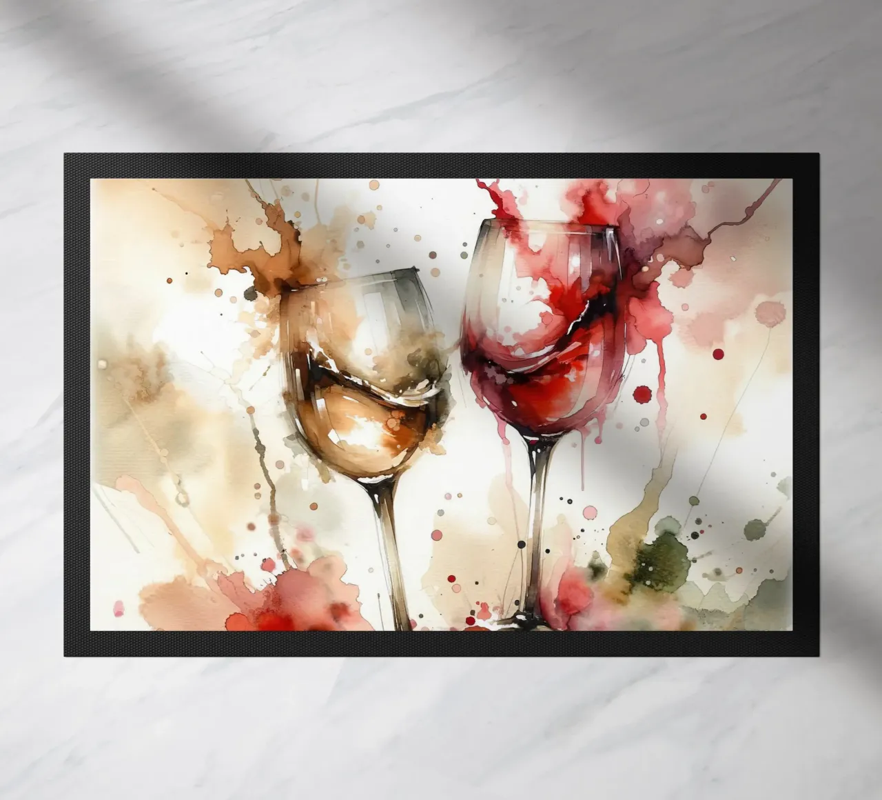 A Toast in Abstract Watercolor Elegance doormat by Chromatic Fusion Studio