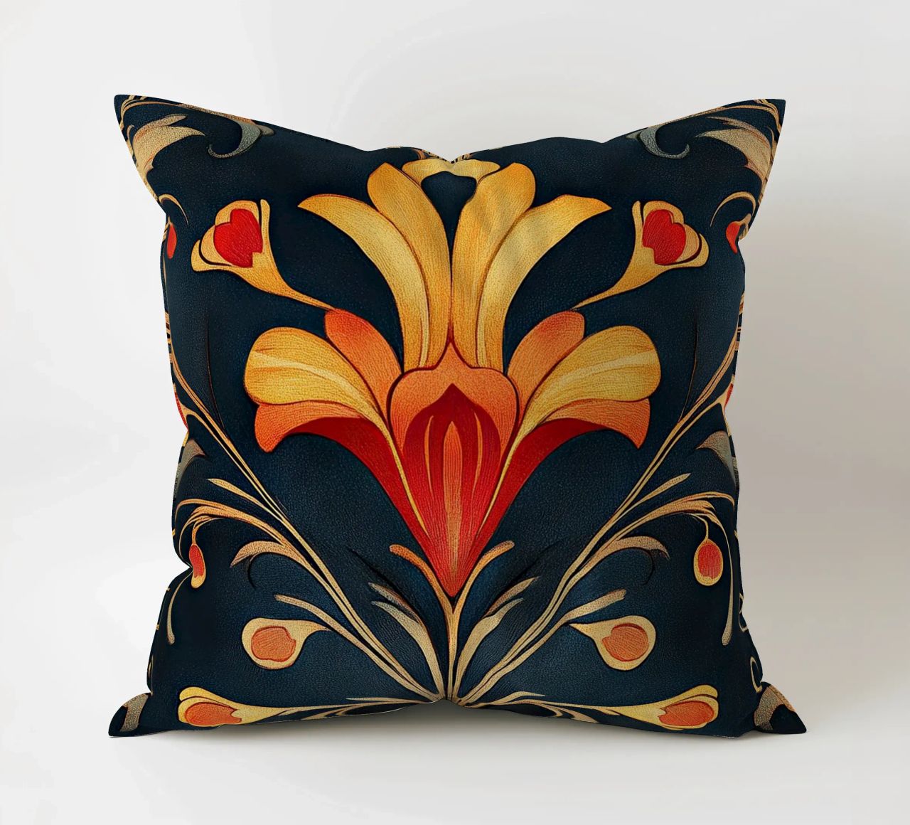 Jugenstil - Florale Rhythmen der Zeit decorative cushion by Artful Bloom