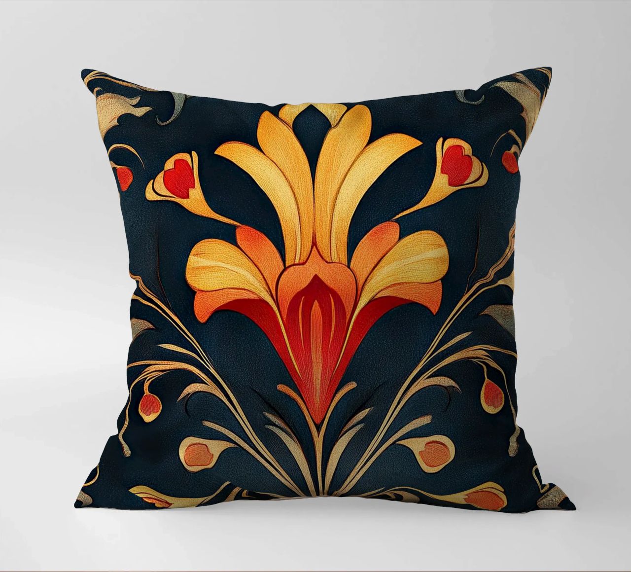 Jugenstil - Florale Rhythmen der Zeit decorative cushion by Artful Bloom
