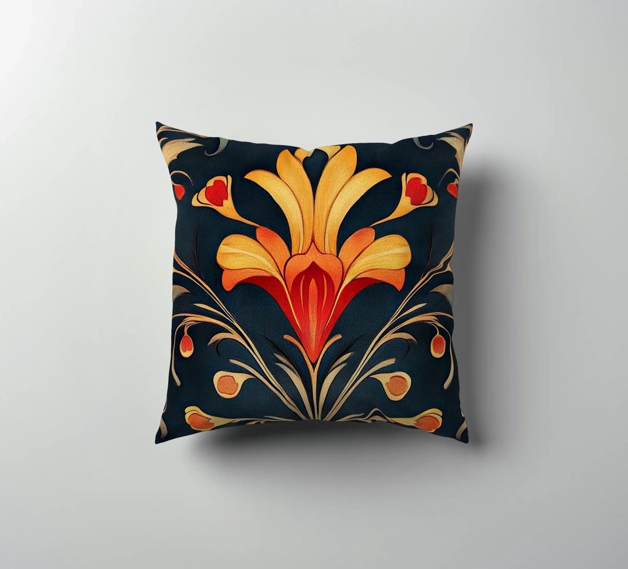 Jugenstil - Florale Rhythmen der Zeit decorative cushion by Artful Bloom