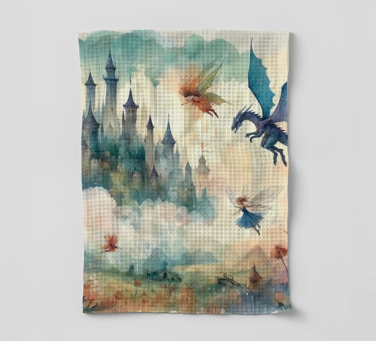 Royaume enchanté des châteaux et des fées torchon de Chromatic Fusion Studio