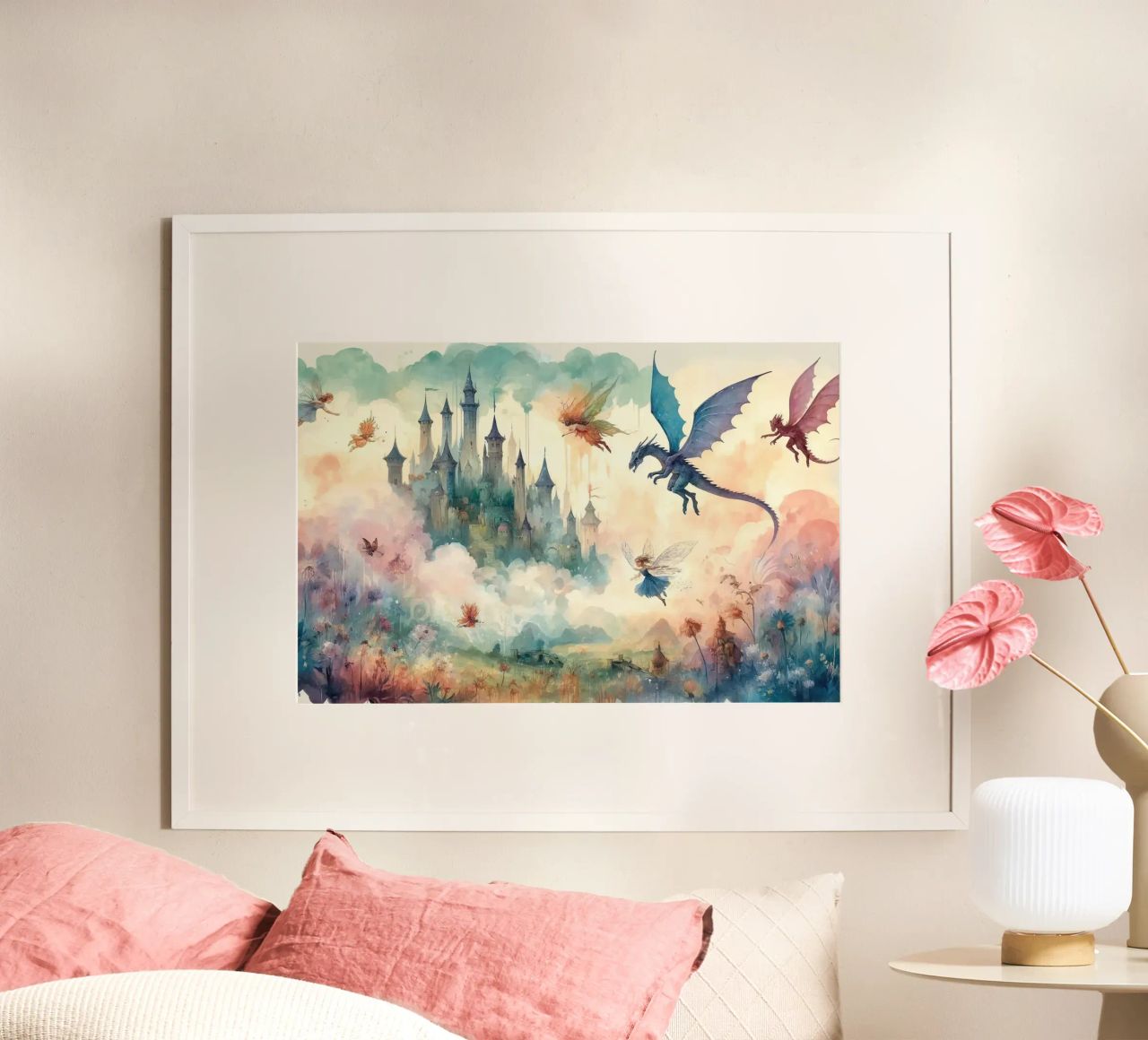 Royaume enchanté des châteaux et des fées poster de Chromatic Fusion Studio