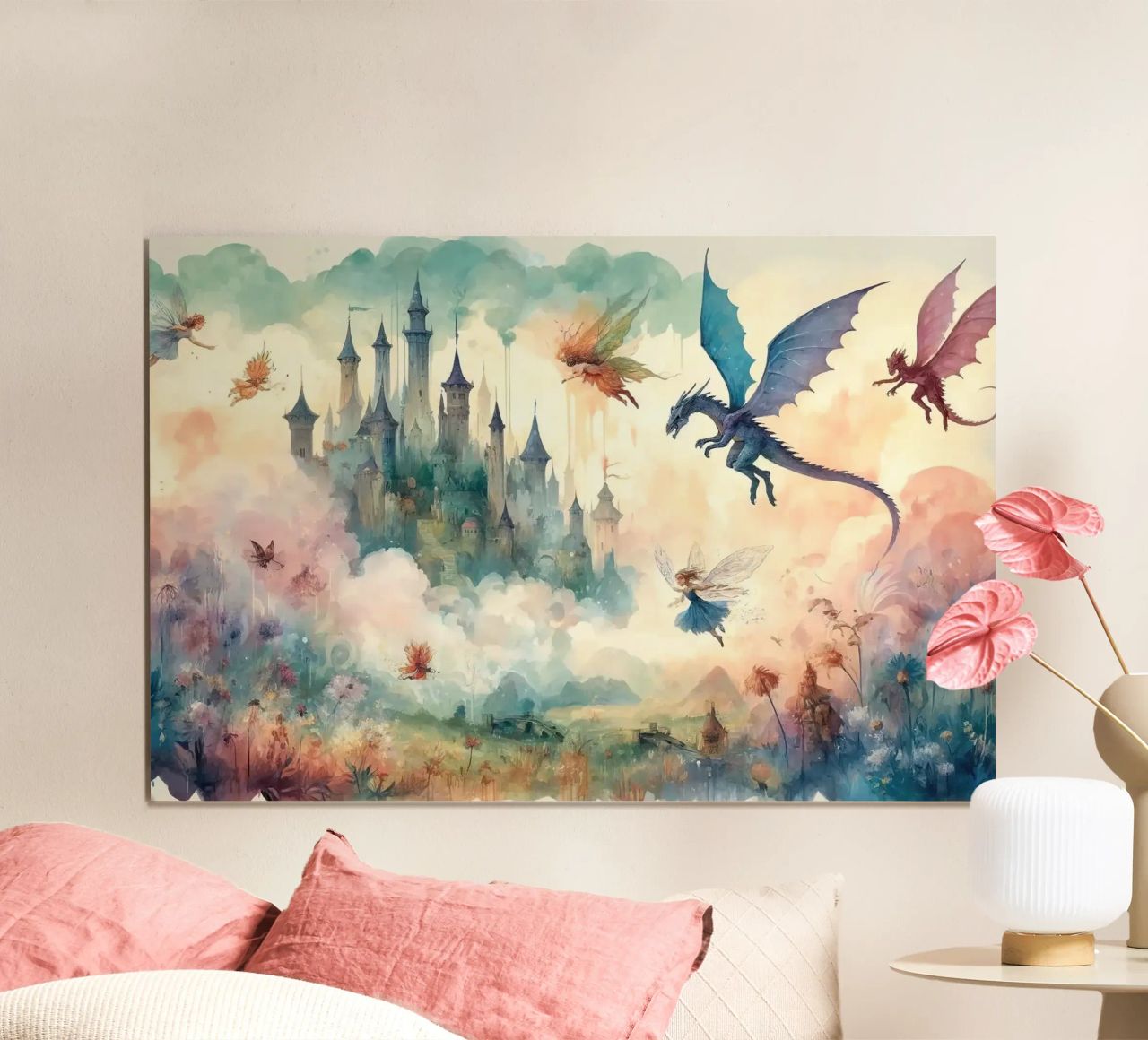 Royaume enchanté des châteaux et des fées poster de Chromatic Fusion Studio