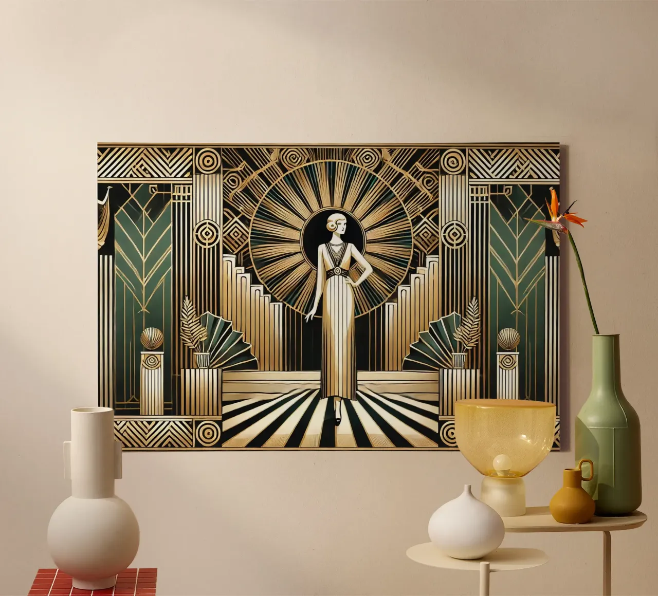 L'estro degli anni Venti in Art Déco tela con Cornice a cassetta da Chromatic Fusion Studio