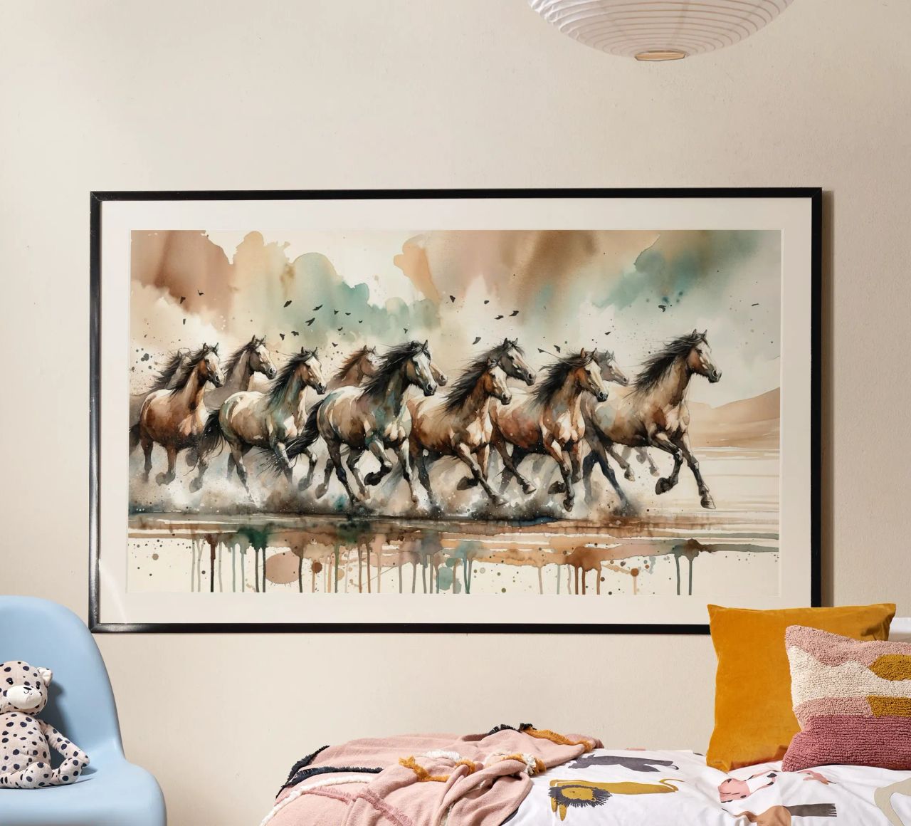 Horses Galloping Watercolor poster by Chromatic Fusion Studio