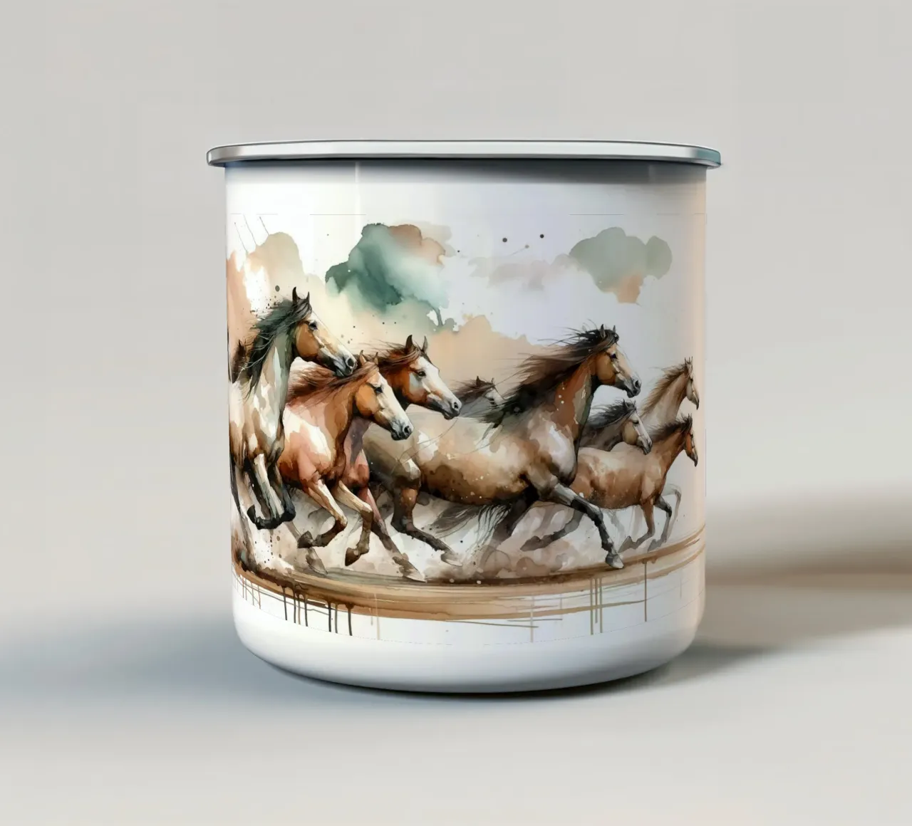 Cavalli al galoppo tazza in smalto da Chromatic Fusion Studio