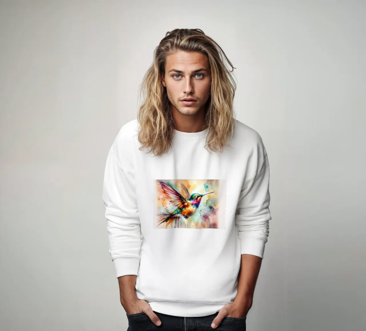 Colibri irisé en plein vol sweat de Chromatic Fusion Studio