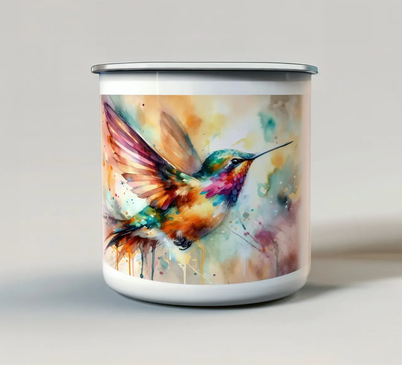 Schillernder Kolibri im Flug Emaille Tasse von Chromatic Fusion Studio