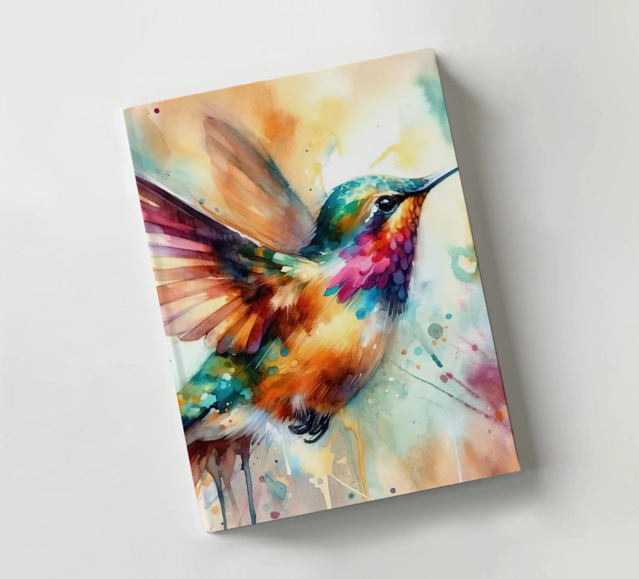 Iridescent Hummingbird Mid Flight notebook by Chromatic Fusion Studio