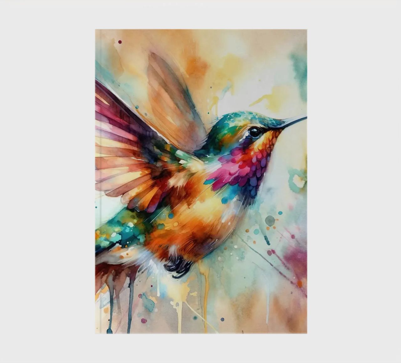 Iridescent Hummingbird Mid Flight notebook by Chromatic Fusion Studio