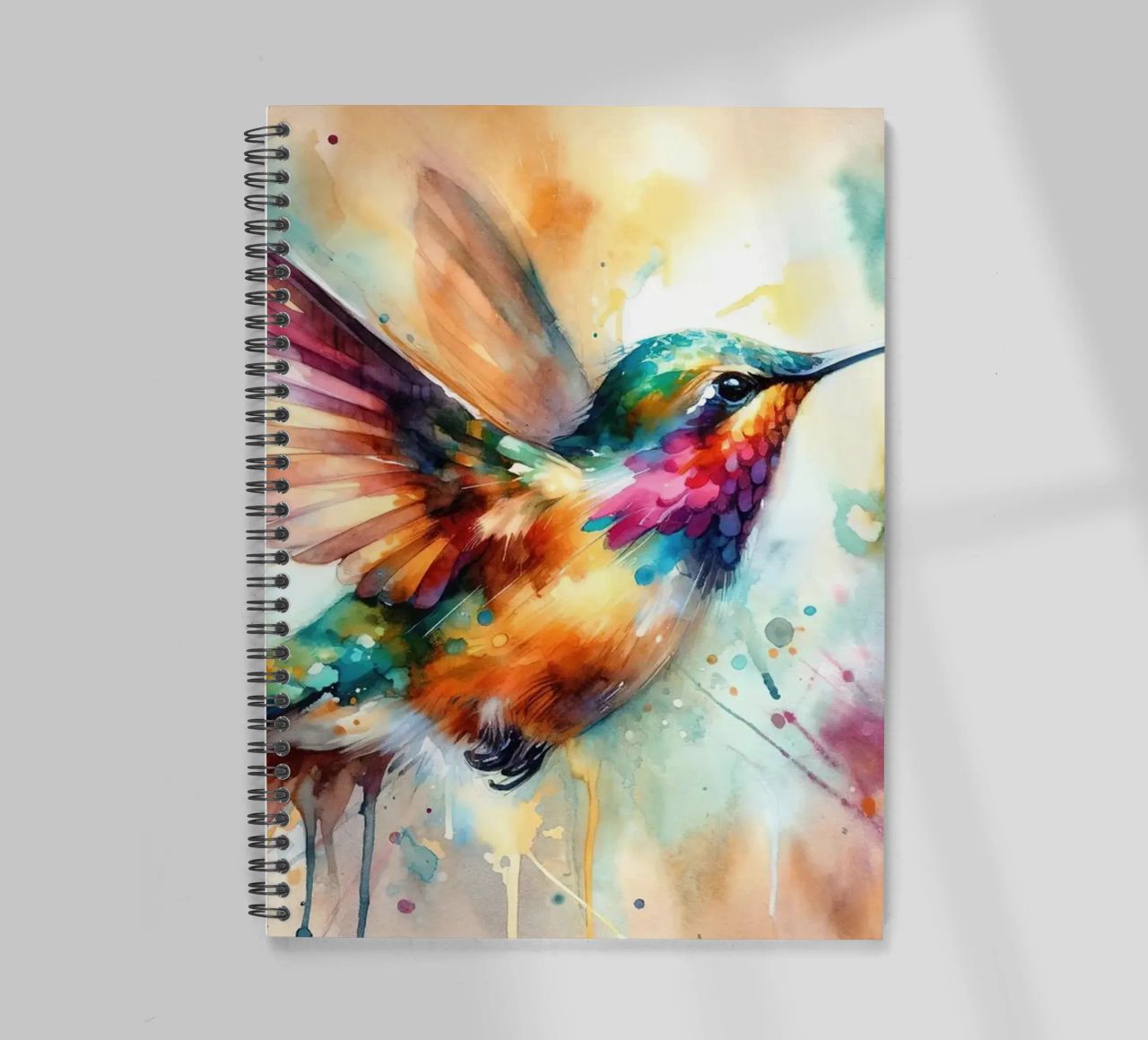 Iridescent Hummingbird Mid Flight spiral notebook by Chromatic Fusion Studio