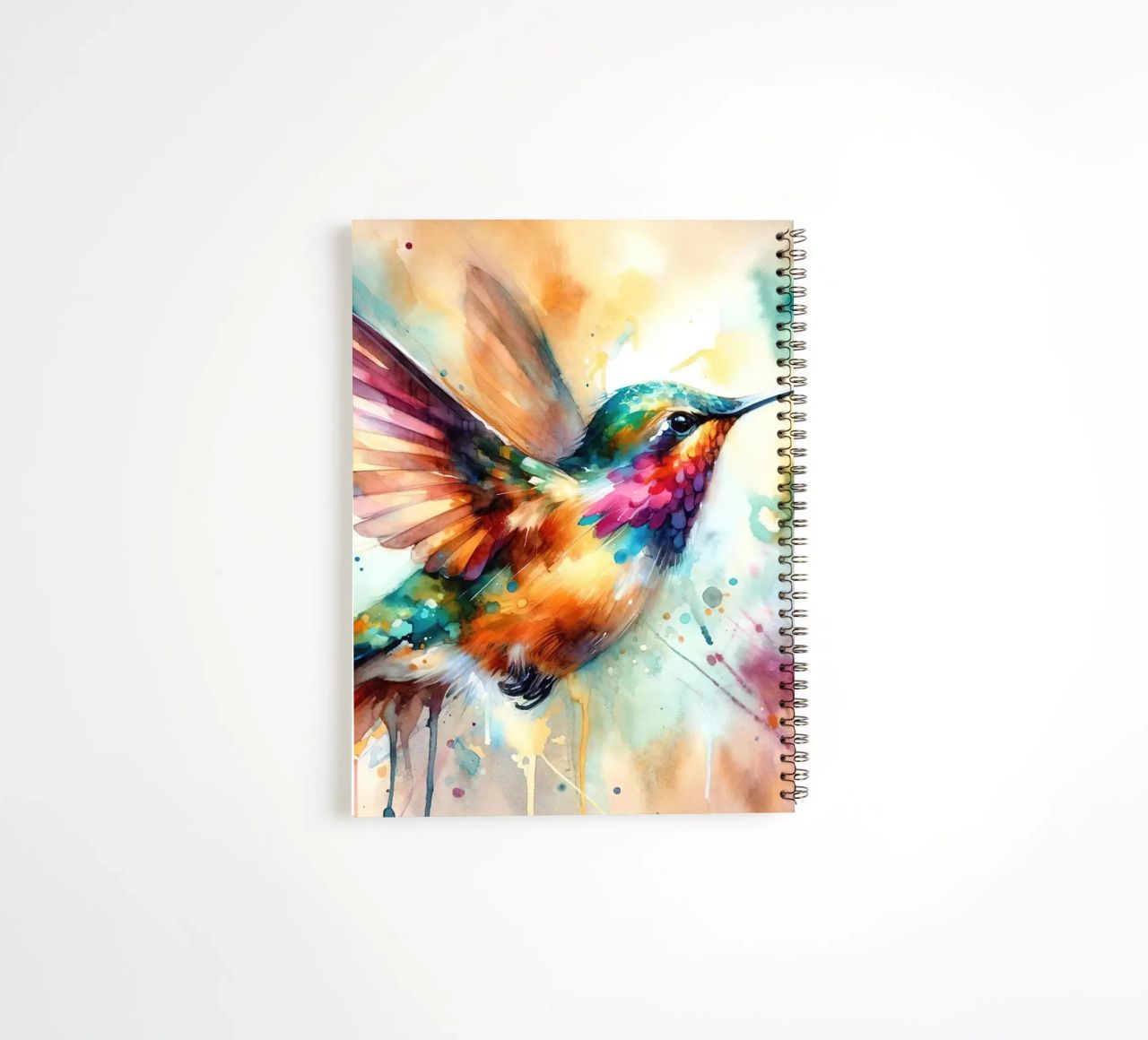 Iridescent Hummingbird Mid Flight spiral notebook by Chromatic Fusion Studio