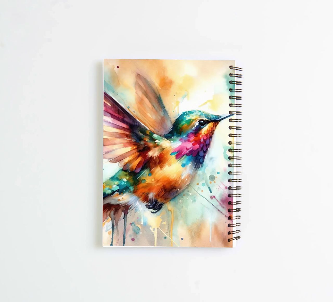 Iridescent Hummingbird Mid Flight spiral notebook by Chromatic Fusion Studio