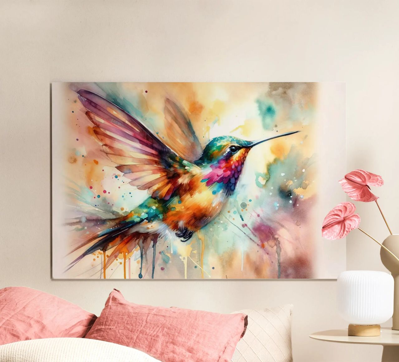 Iridescent Hummingbird Mid Flight poster by Chromatic Fusion Studio