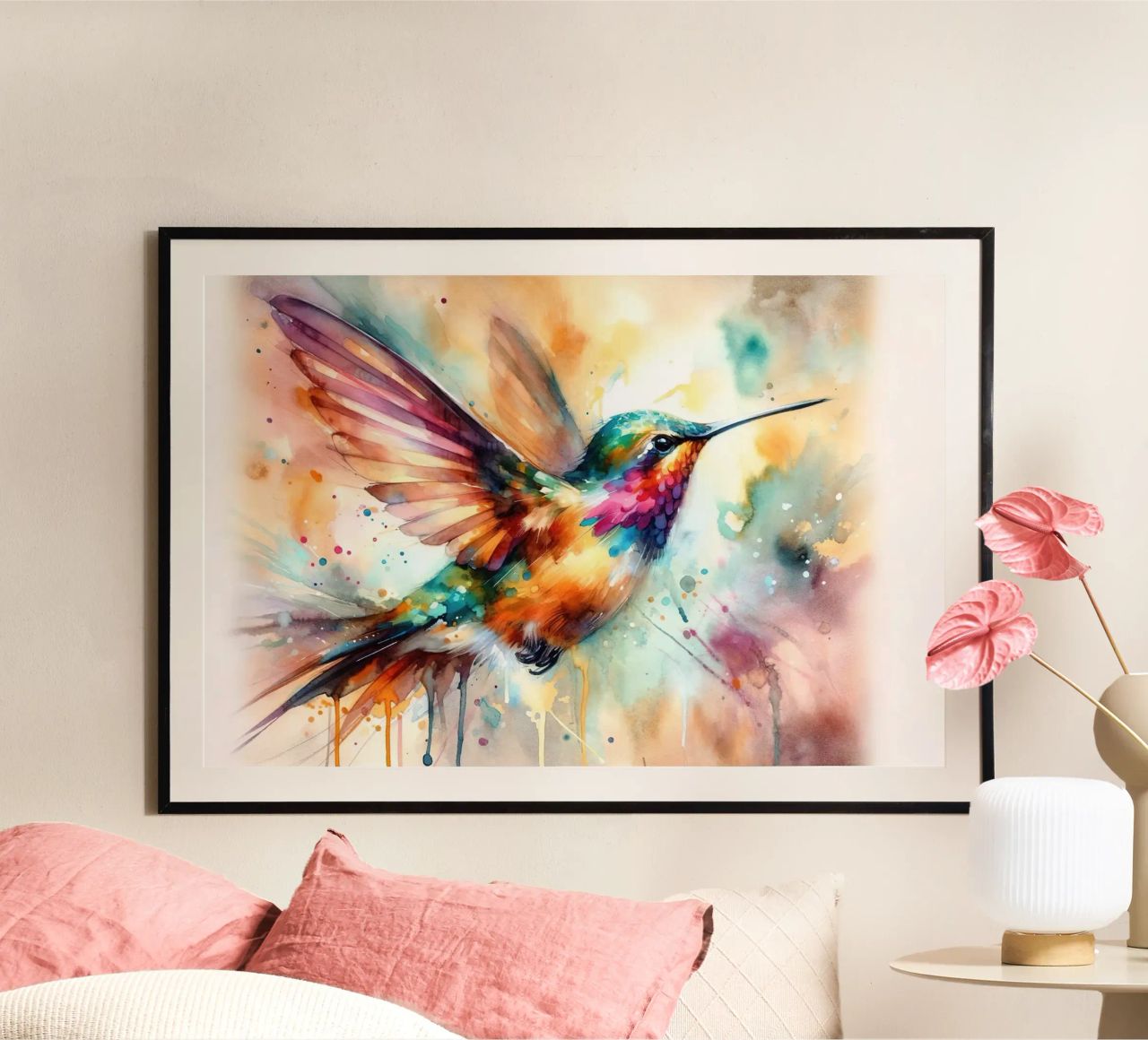 Iridescent Hummingbird Mid Flight poster by Chromatic Fusion Studio