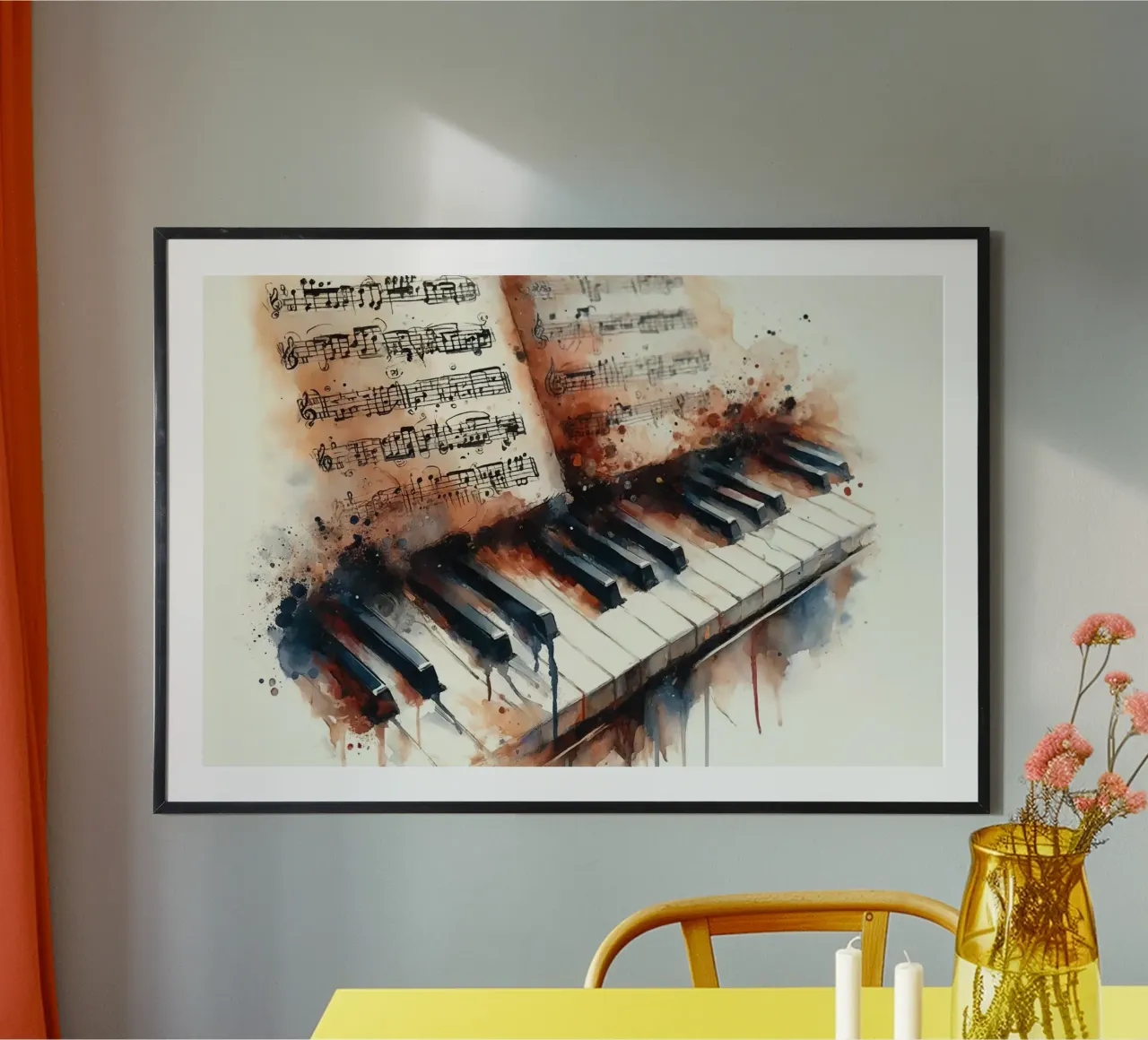 Melodic Harmony Captured in Artistic Strokes poster with plastic frame by Chromatic Fusion Studio