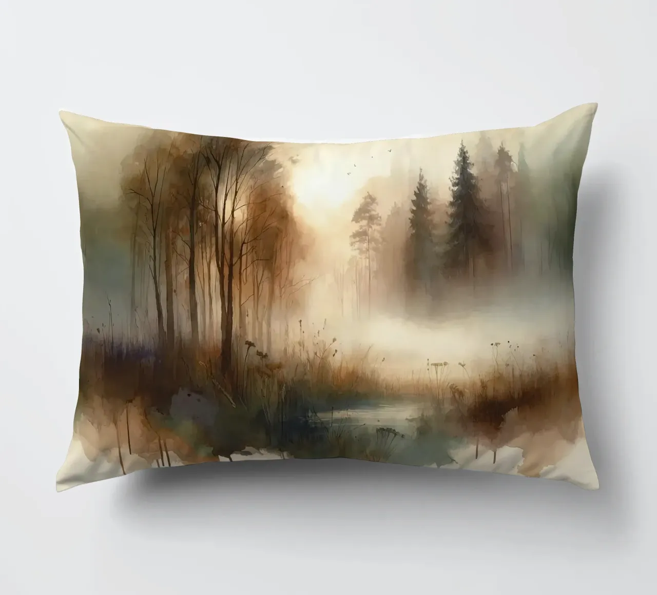 Fuga dalla foresta nebbiosa cuscino da Chromatic Fusion Studio