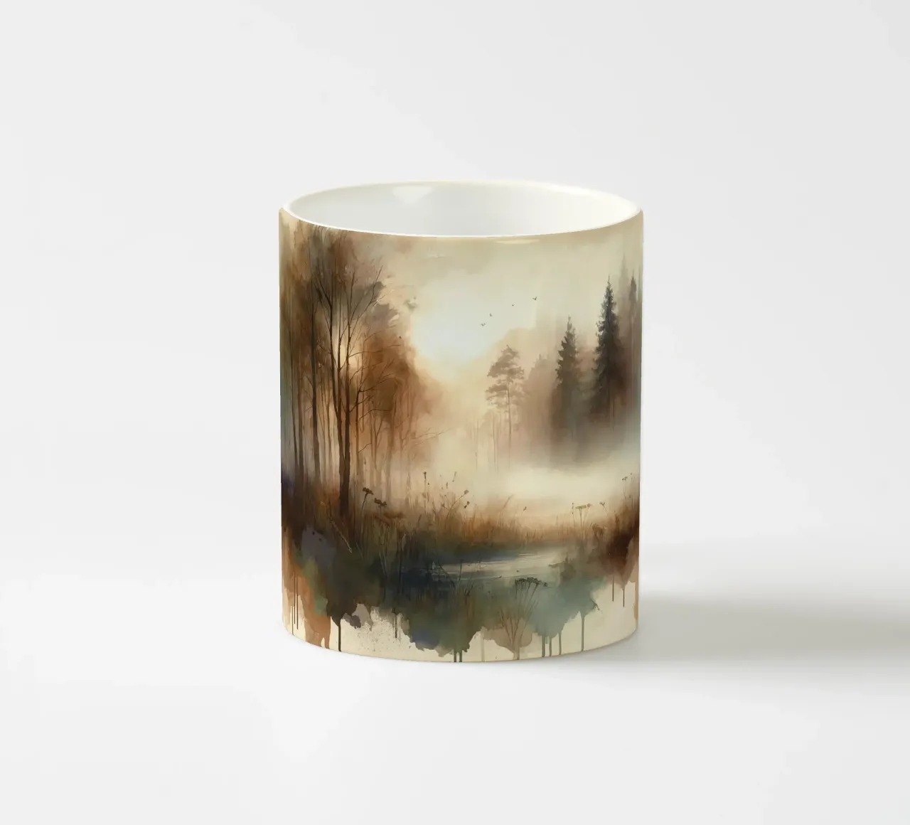 Fuga dalla foresta nebbiosa tazza in ceramica da Chromatic Fusion Studio