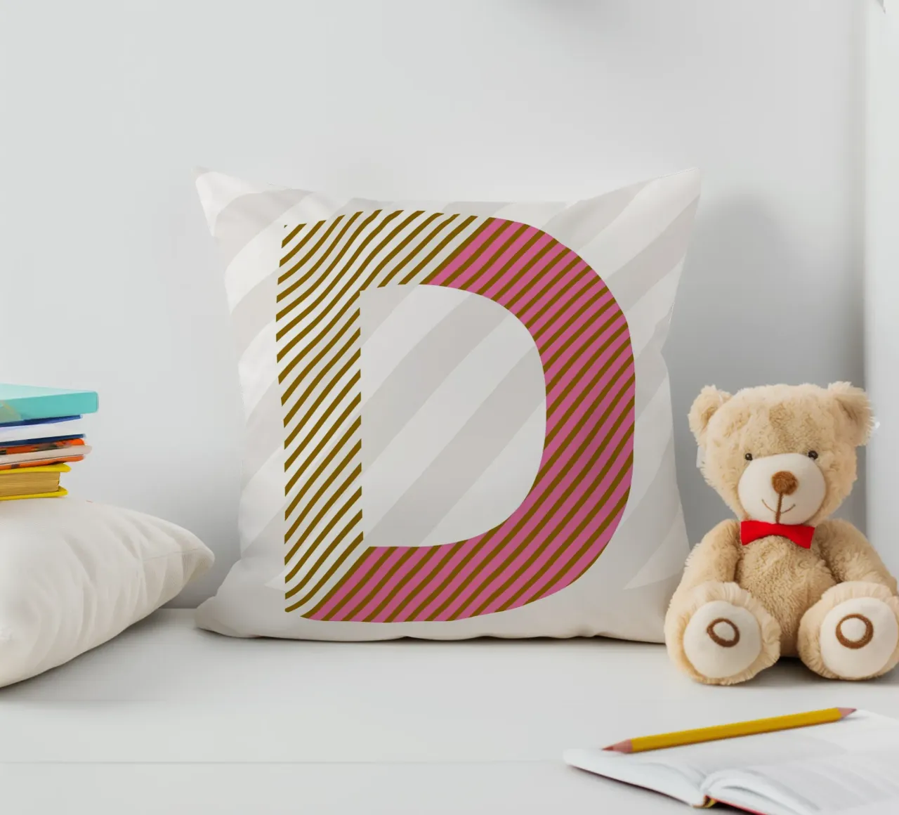 D Typeface Alphabet cuscino da lazydaypaper