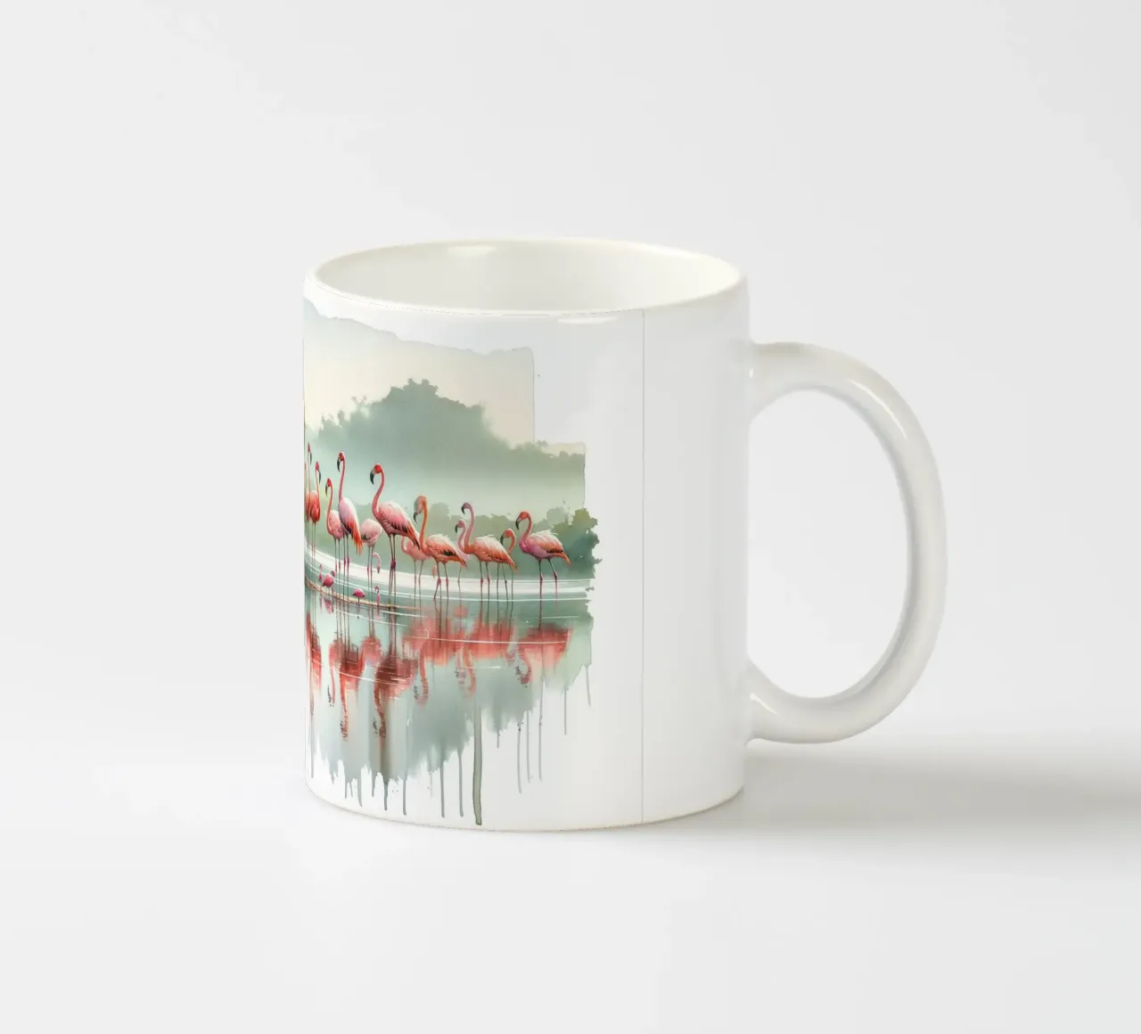 Morgenreflexionen von Flamingos Keramik Tasse von Chromatic Fusion Studio