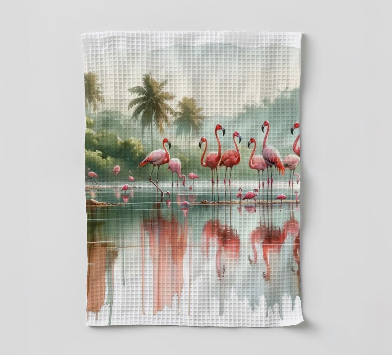 Reflets matinaux des flamants roses torchon de Chromatic Fusion Studio