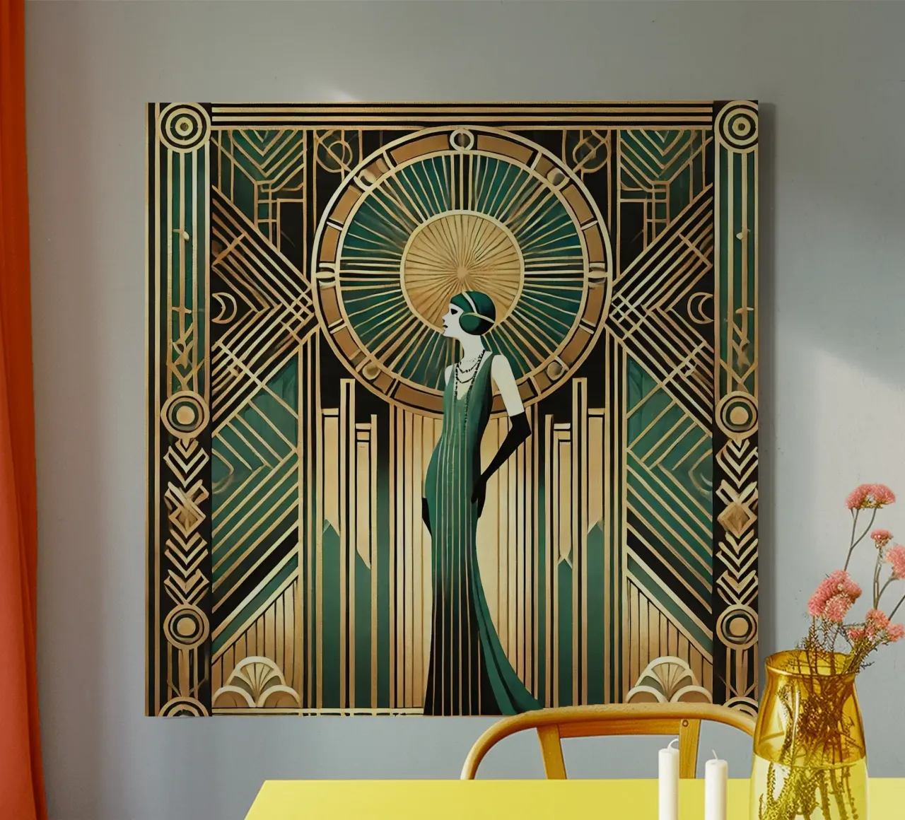 Eleganza opulenta Un omaggio all'Art Déco tela con Cornice a cassetta da Chromatic Fusion Studio