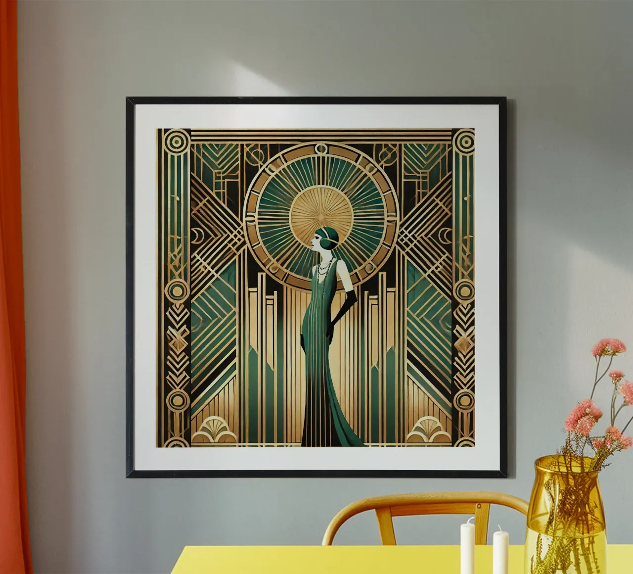Eleganza opulenta Un omaggio all'Art Déco poster con telaio in alluminio da Chromatic Fusion Studio