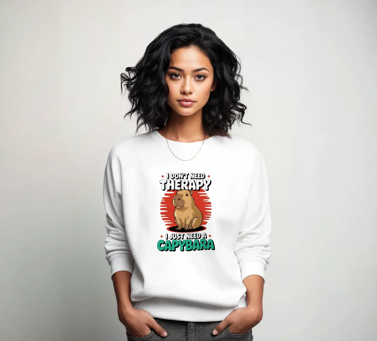 I don't need therapy, I just need a capybara Sweatshirt von edsonramosart